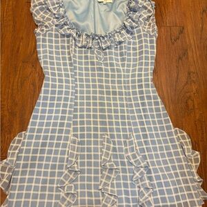 Likely Blue Checkered Mini Dress